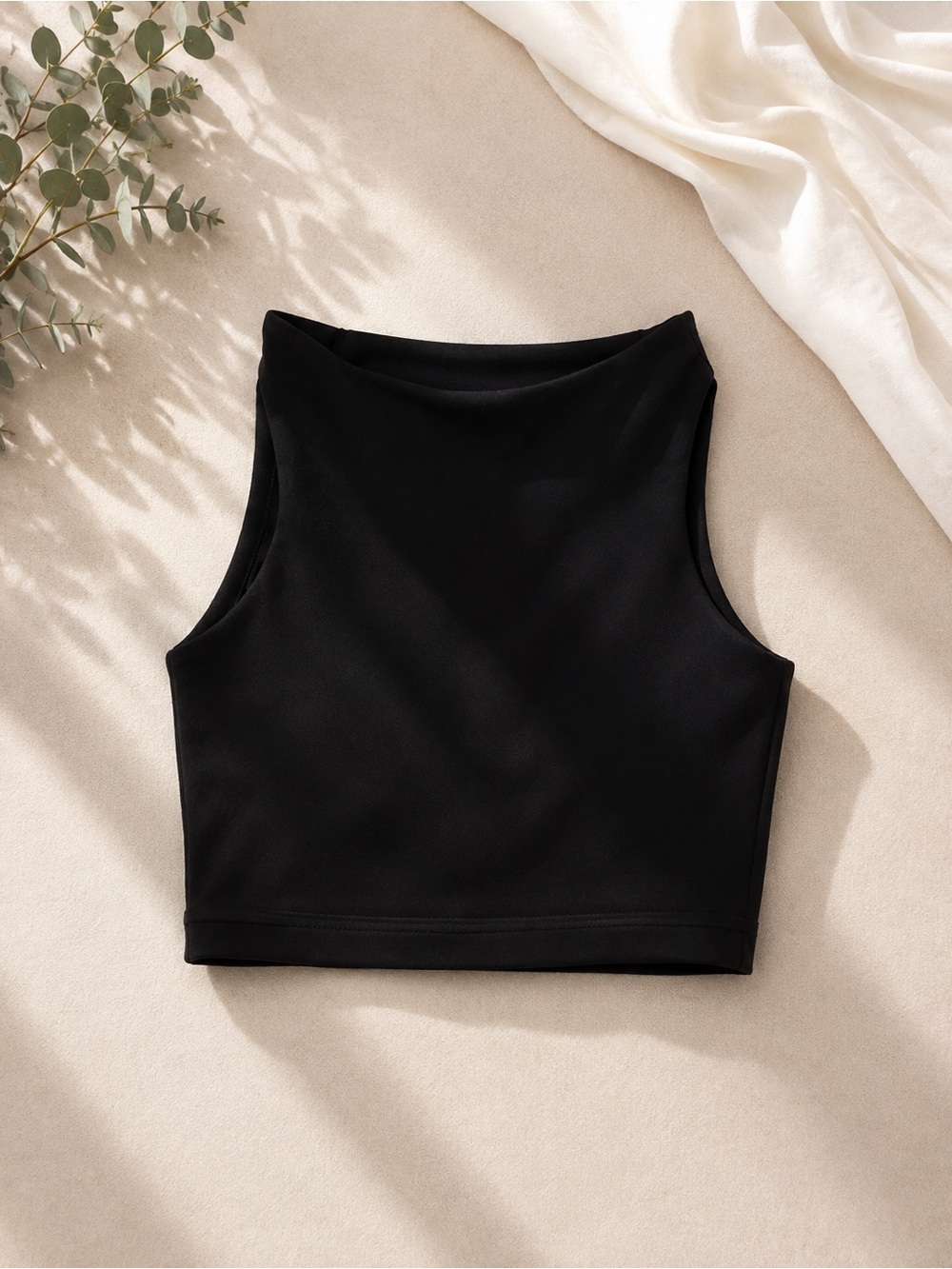 Zara Black High-Neck Cropped Tank